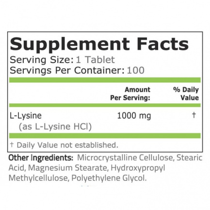 Pure Nutrition - L-Lysine 1000 Mg - 100 Таблетки