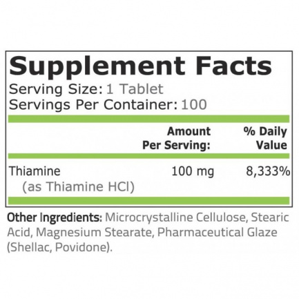 Pure Nutrition - Vitamin B-1 (Thiamine) - 100 Mg - 100 Таблетки