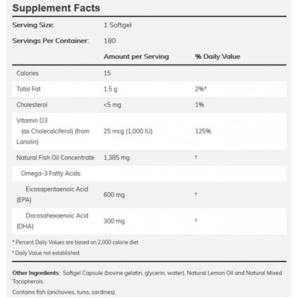 Ultra Omega 3-D / 180 Softgels
