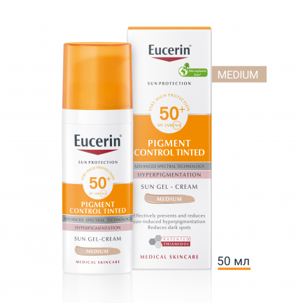 Eucerin Pigment Control SPP50+ Оцветен слънцезащитен гел-крем за лице - Тъмен 50 ml
