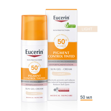 Eucerin Pigment Control SPP50+ Оцветен слънцезащитен гел-крем за лице - Светъл 50 ml