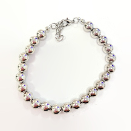 FARMA BIJOUX Гривна сребърна с хромирани перли 2CROM