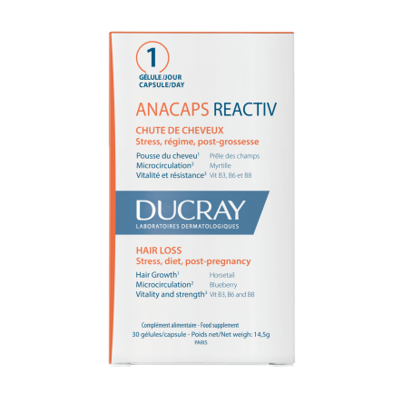 Ducray Anacaps Reactiv Хранителна добавка при реактивен косопад х30 капсули