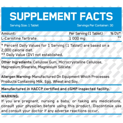 L-Carnitine 1000 mg / 30 Tabs