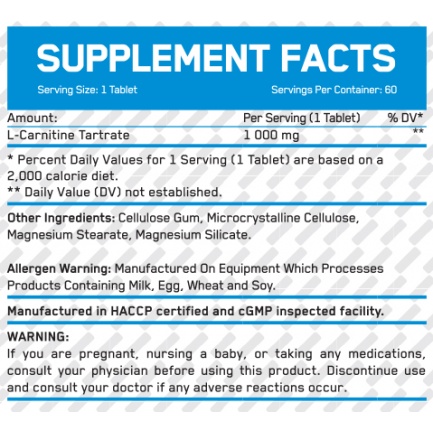 L-Carnitine 1000 mg / 60 Tabs
