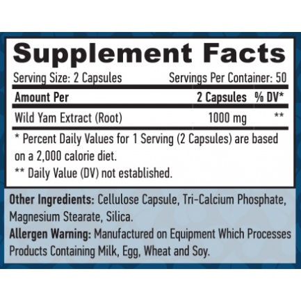 Wild Yam Root 500 mg / 100 Caps