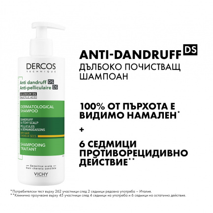 Vichy Dercos Anti-Dandruff Третиращ шампоан против пърхот за сух скалп 390 ml
