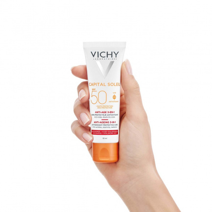 Vichy Capital Soleil SPF50 Противостареещ слънцезащитен крем 3-в-1 50 ml