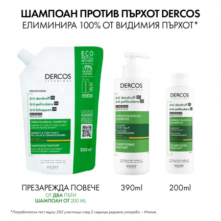 Vichy Dercos Anti-Dandruff Третиращ шампоан против пърхот за сух скалп 500 ml - ПЪЛНИТЕЛ