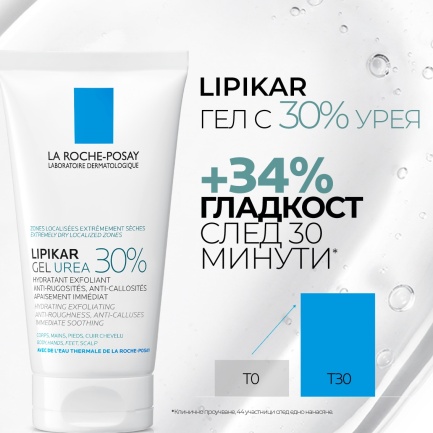 La Roche-Posay LIPIKAR гел с 30% урея за сухи и груби участъци от кожата 50 ml