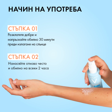 Vichy Soleil Cell SPF50 UV Aqua Спрей за тяло 200 ml