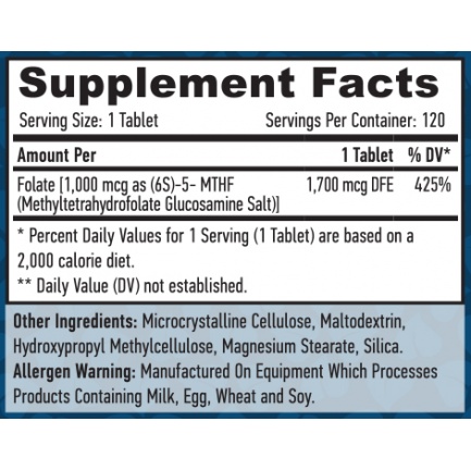 Methyl Folate 1000 mcg / 120 Тabs