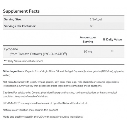 Lycopene 10mg. / 60 Softgels
