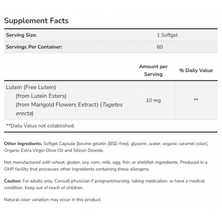 Lutein Esters 10mg. / 60 Softgels