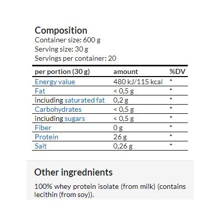 100% Natural Whey Protein Isolate Unflavored