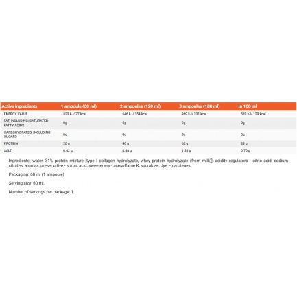 Protein Shot / Glass Ampoule / 60 ml Orange