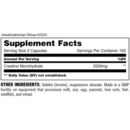 Creatine 1250 mg / 300 Caps