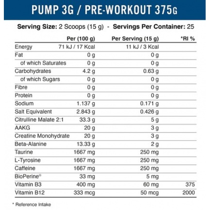 Pump 3G Pre-Workout Icy Blue Raspberry