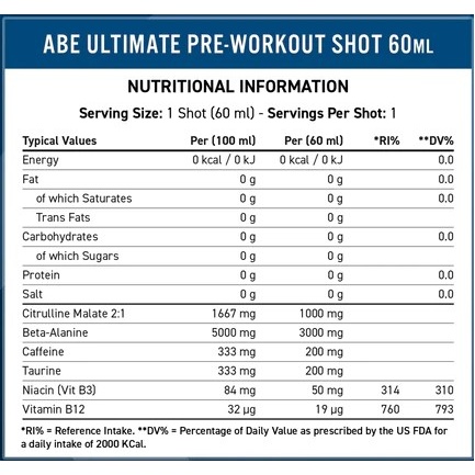 ABE Shot Pre-Workout Box / 20 x 60 ml Cola