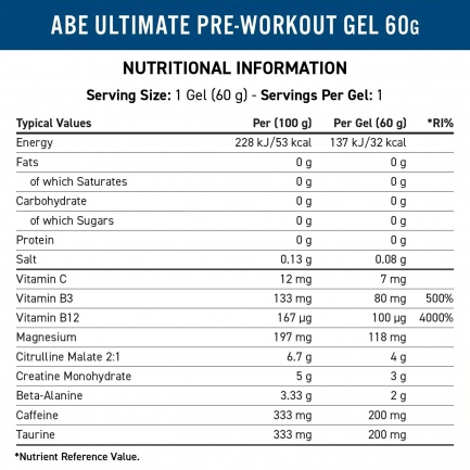 ABE Gel-Ultimate Pre-Workout / 60 g Icy Blue Raspberry