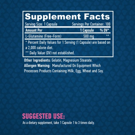 Haya Labs L-Glutamine 500 mg x100 капсули