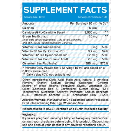 Liquid L-Carnitine 3000mg + Green Tea Orange