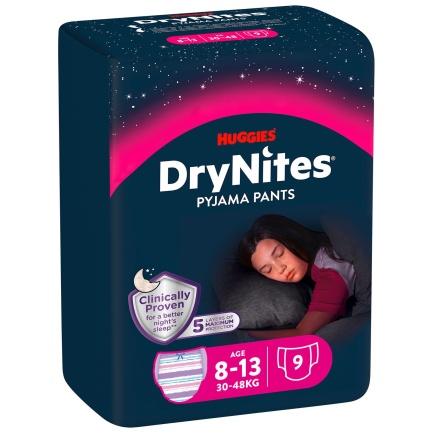 Huggies DryNites Гащи-пижама 8-13г (30-48 kg) х9 броя РОЗОВ