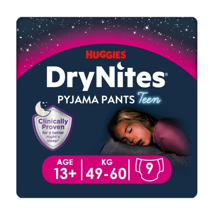 Huggies DryNites Гащи-пижама 13+г (48-60 kg) х9 броя РОЗОВ