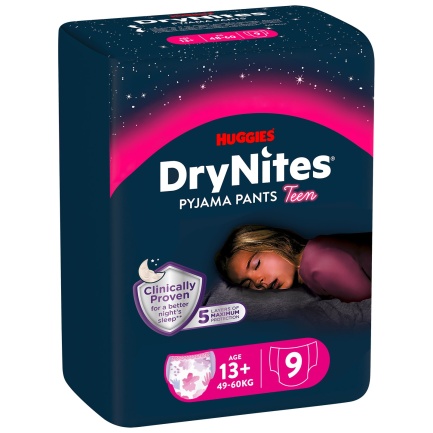 Huggies DryNites Гащи-пижама 13+г (48-60 kg) х9 броя РОЗОВ