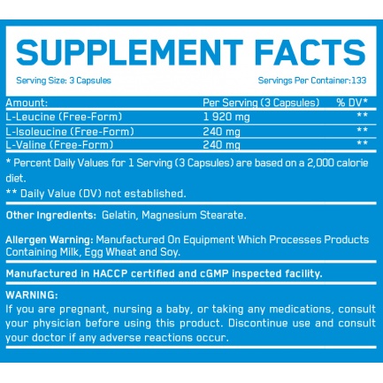 BCAA 8:1:1 800mg / 400 Caps.