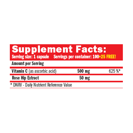 Vitamin C /with Rose Hips/ 500mg. / 125 Caps.