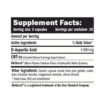 D-AA /D-Aspartic Acid/ 100 Caps.
