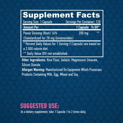 Panax Ginseng 200mg. / 120 caps.