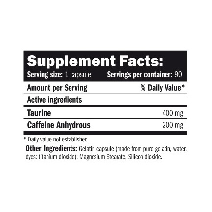 Caffeine with Taurine 90 caps.