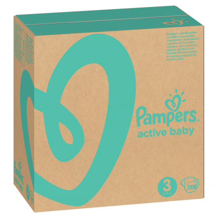 Pampers Active Baby MSB пелени 3 Миди х208 броя