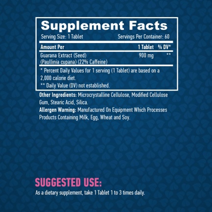 Guarana 900mg / 60 Tabs.