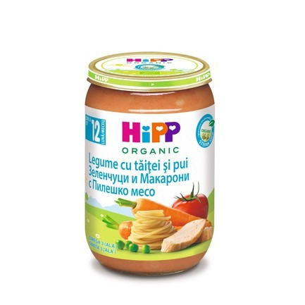 Hipp 6803 Био пюре от зеленчуци, макарони и пилешко 220 гр