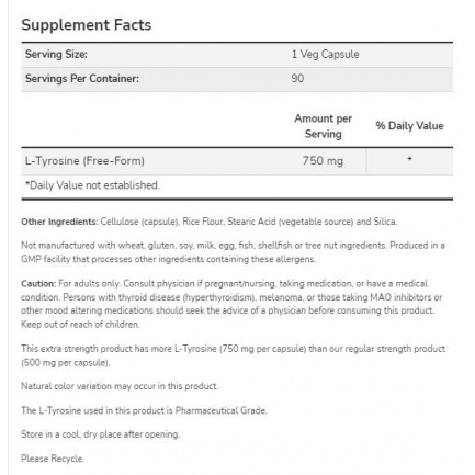 L-Tyrosine 750 mg | Extra Strength