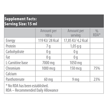 Liquid L-Carnitine + Chrome 500 ml. Orange