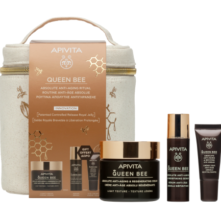 Apivita Queen Bee Лек крем против бръчки 50 ml + Серум 10 ml + Крем за околоочен контур 2 ml