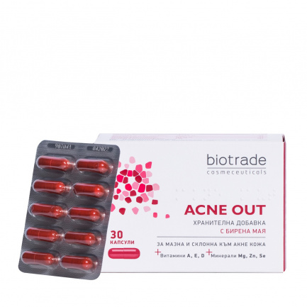 Biotrade Acne Out Хранителна добавка за мазна и акнеична кожа x30 капсули