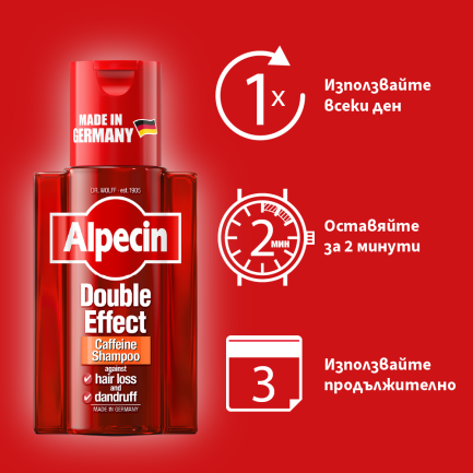 Alpecin Кофеинов Шампоан за мъже с двоен ефект против пърхот и косопад 200 ml