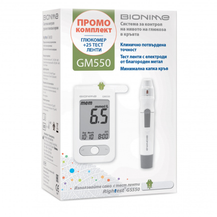 Bionime Промо-комплект Глюкомер модел Rightest GM 550 + 25 ленти