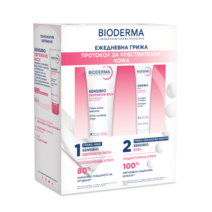 Bioderma Sensibio Defensive Богат крем 40 ml + Околоочен крем 15 ml