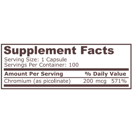 Pure Nutrition - Chromium Picolinate 200 Мкг - 100 Капсули 