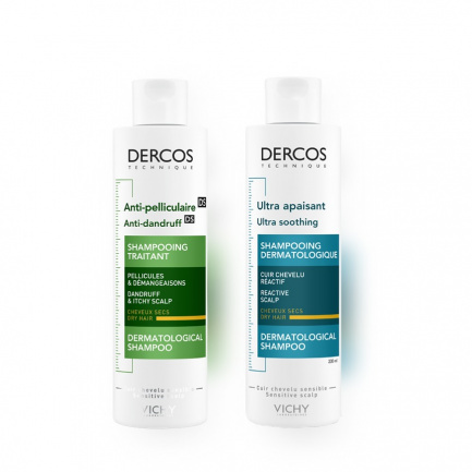 Vichy Dercos рутина против пърхот за суха коса (лечение + поддръжка)