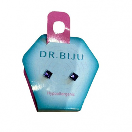 Dr. Biju Хипоалергенни обеци SQUARE 4.0 mm TANZANITE DSQ40C539