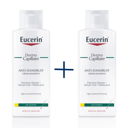 Eucerin ДУО Dermo Capillaire Крем-Шампоан против сух пърхот за сърбящ скалп 250 ml 1+1