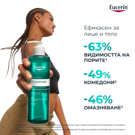 Eucerin DUO Pack DERMOPURE Clinical Измиващ гел 400 ml х2 броя
