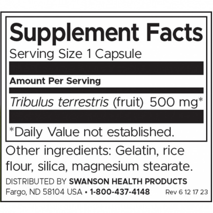 Swanson Бабини зъби 500мг ( Tribulus terrestris ) х 90 капсули